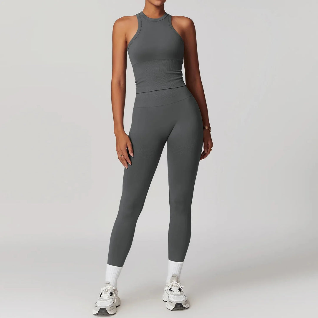 Elevate Your Workout: Momentum Seamless Racerback Fitness Set - Leggings & Top Combo