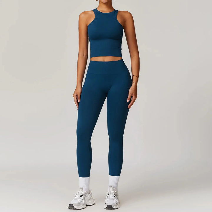 Elevate Your Workout: Momentum Seamless Racerback Fitness Set - Leggings & Top Combo