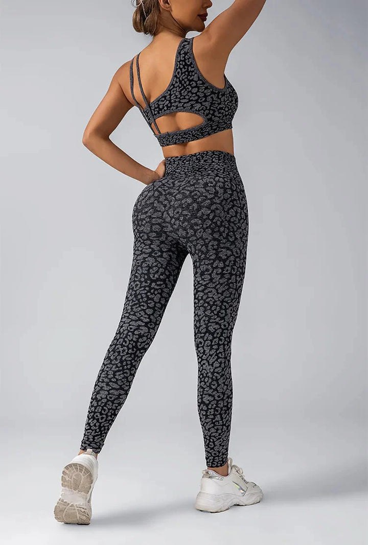 Wild & Free Leopard Print Gym Set - Stylish Leggings & Top Combo