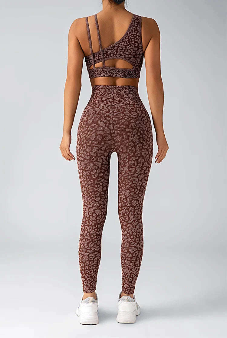 Wild & Free Leopard Print Gym Set - Stylish Leggings & Top Combo