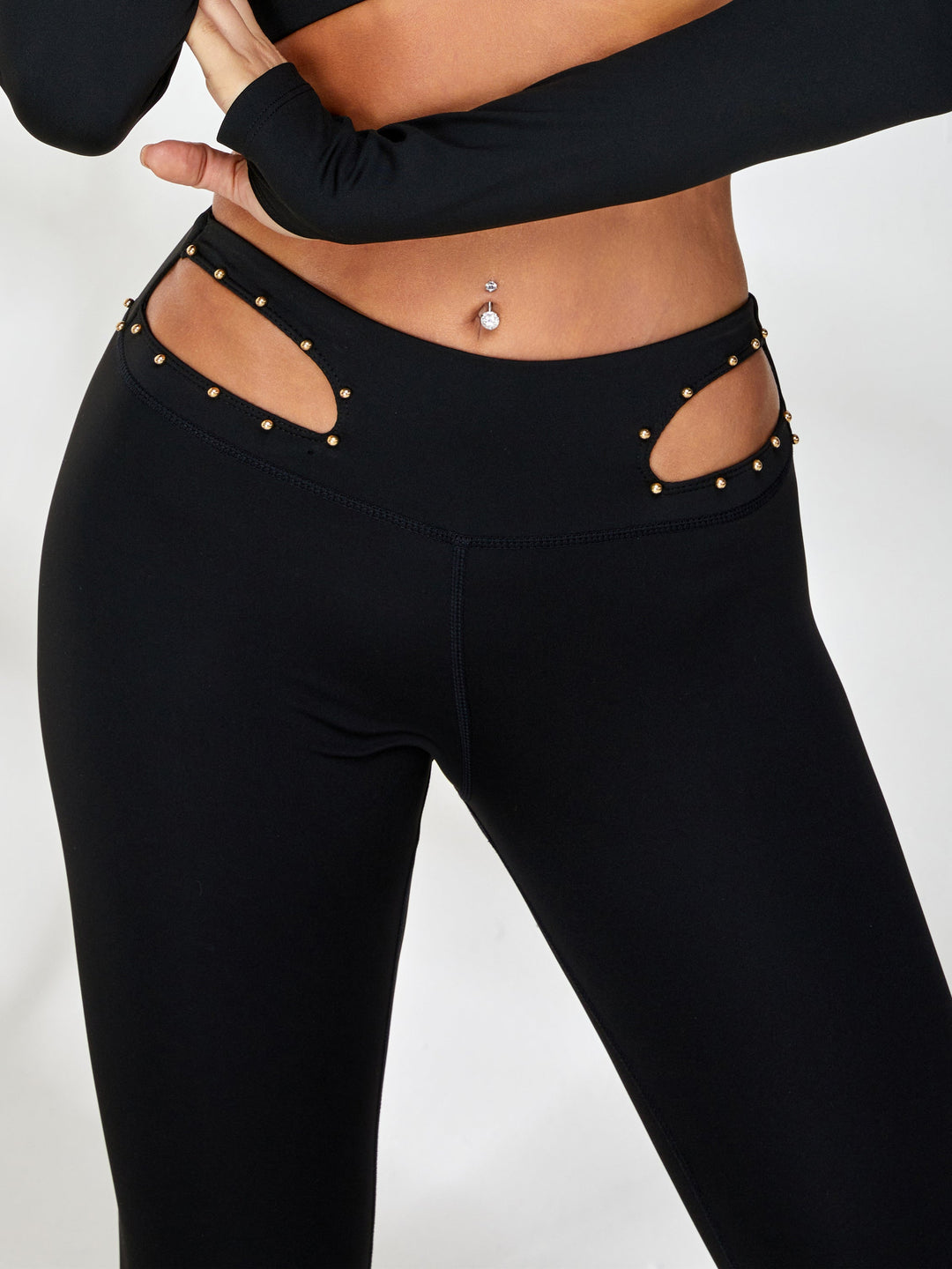 Female Rivet Cutout Leggings