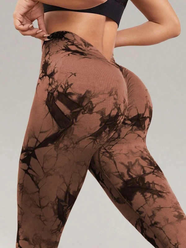 Female Hot Tie-dye Deep V Back Leggings